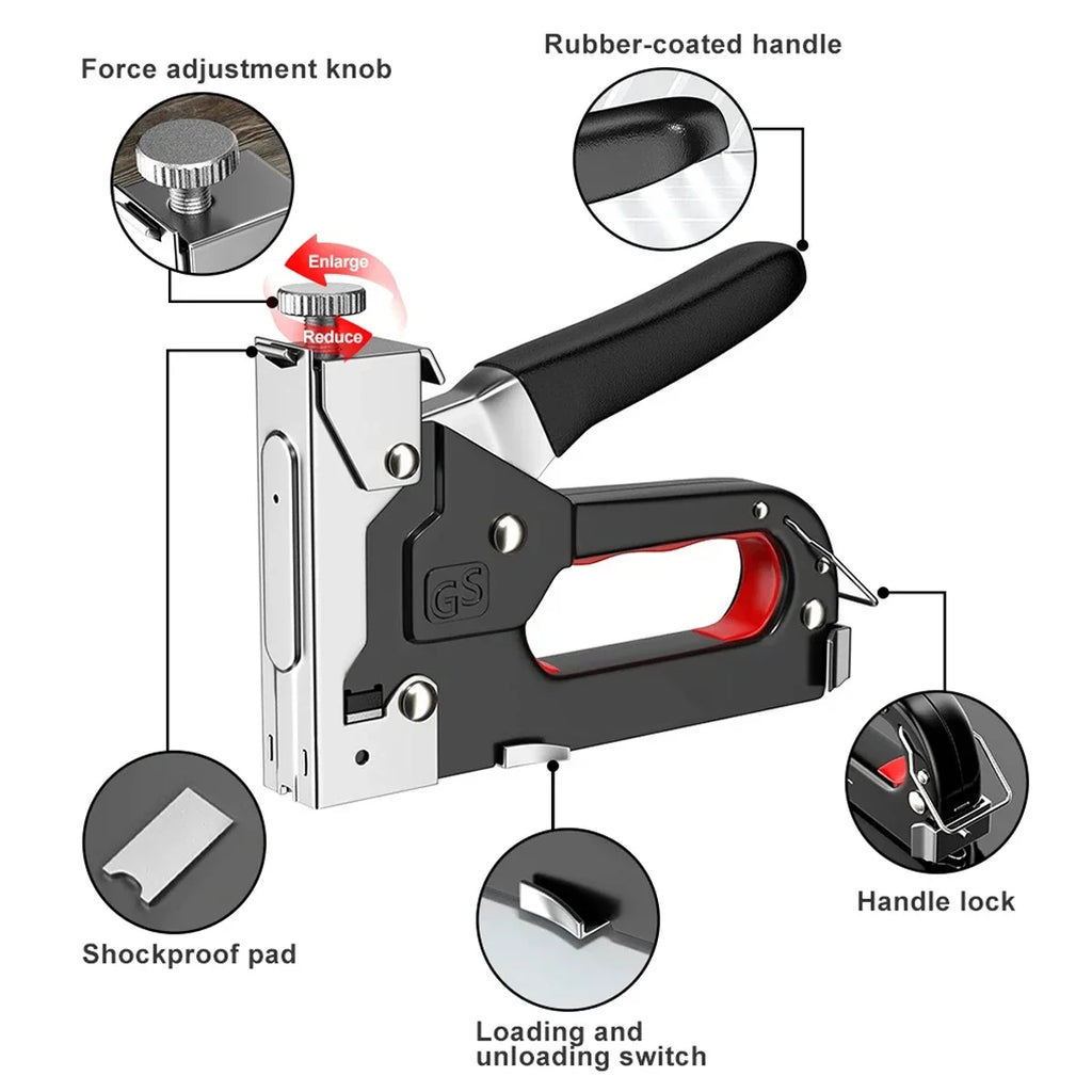4 In 1 Nail Gun DIY Furniture Construction Stapler Upholstery Staple Gun with 800 Staples Home Decor Carpentry Tools