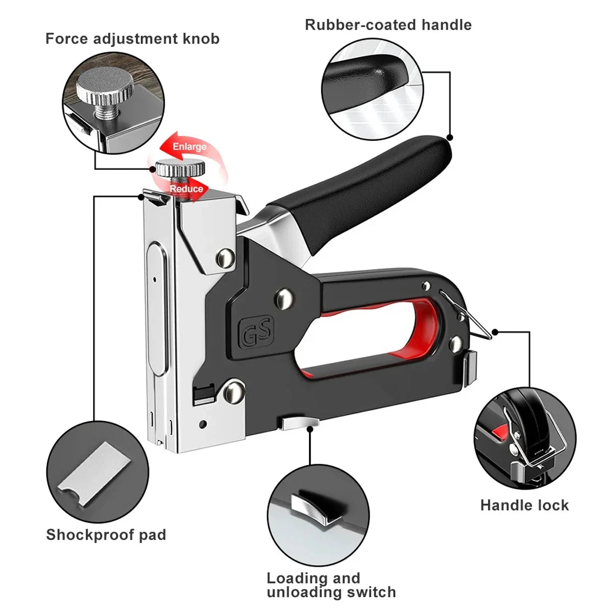 4 In 1 Nail Gun DIY Furniture Construction Stapler Upholstery Staple Gun with 800 Staples Home Decor Carpentry Tools