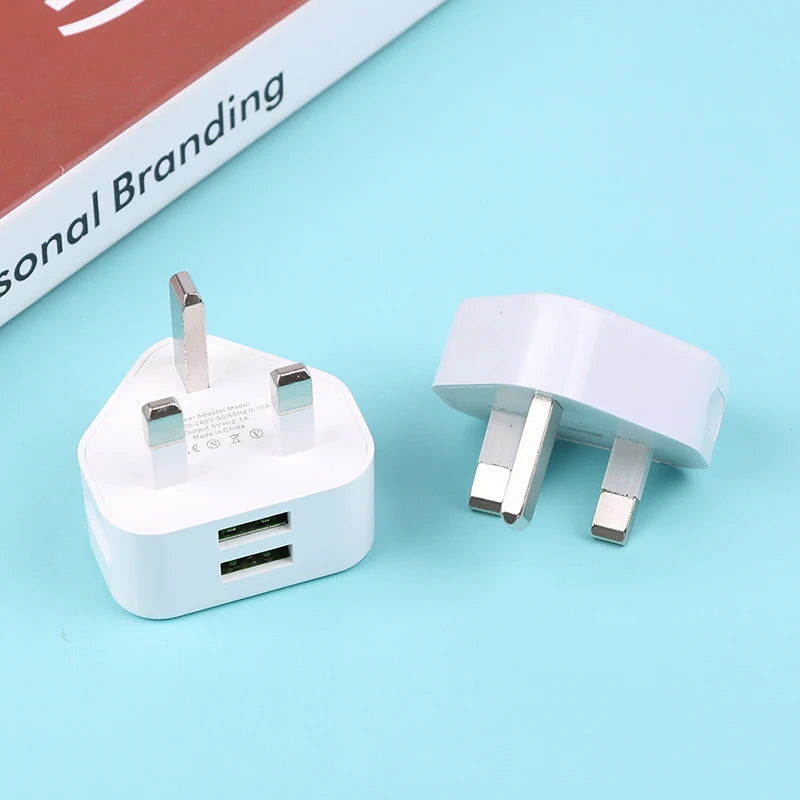Universal UK Plug 3 Pin Wall Charger Adapter With 1/2 USB Ports Charging For Iphone 11 For Huawei Charging Charger