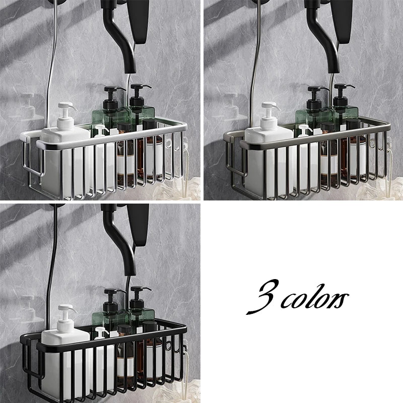 Aluminum Bathroom Shelf - Adjustable Shower Storage Organizer with Rustproof Shampoo Holder & Bath Basket Accessories