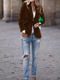 2025 Women Velvet Blazer Suit Single Button Lapel Female Elegant Blazers Jacket Overcoat Outwears Slim Fit Office Lady Outerwear