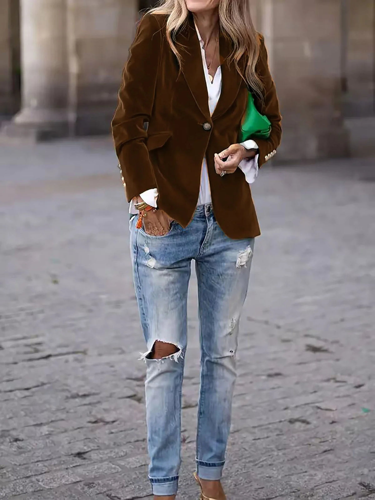 2025 Women Velvet Blazer Suit Single Button Lapel Female Elegant Blazers Jacket Overcoat Outwears Slim Fit Office Lady Outerwear