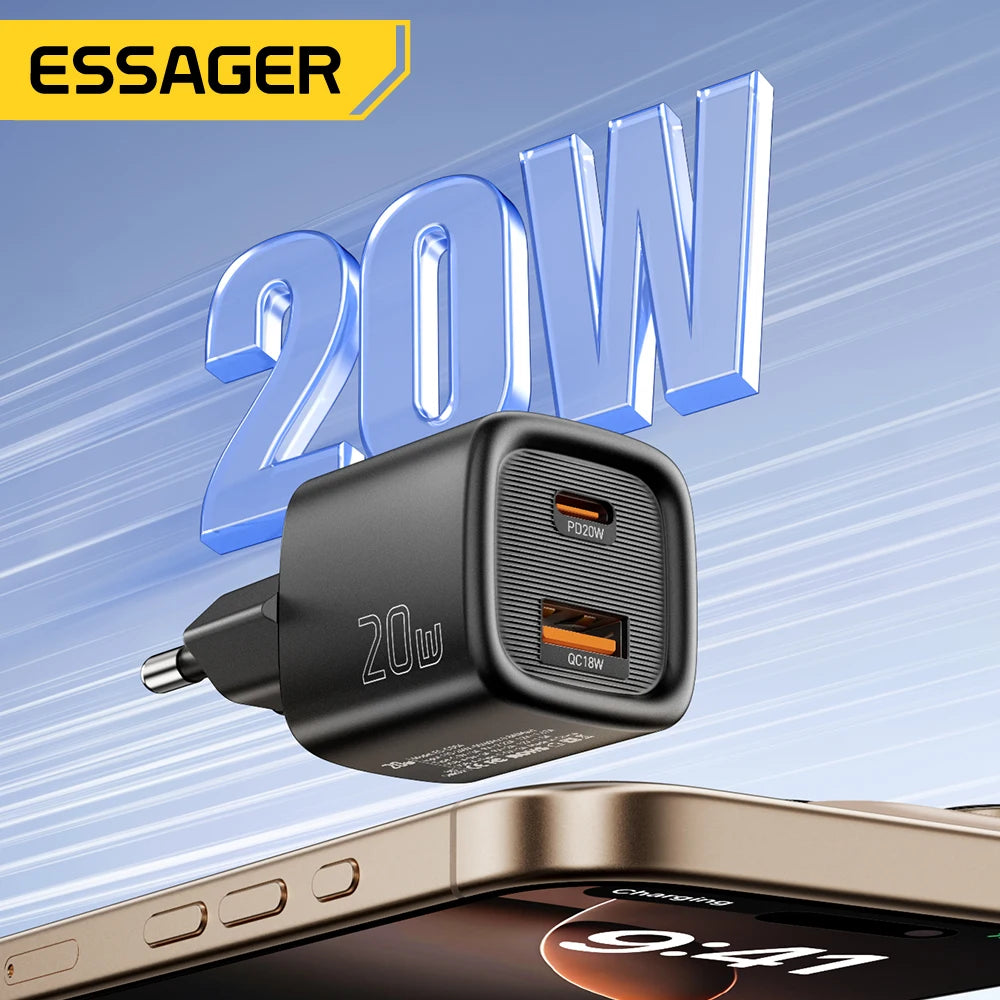 Essager 20W USB C Charger Portable Type C Charger Support PD Fast Charging For iPhone 16 15 14 13 12 11 Pro Max 8 Quick Charger
