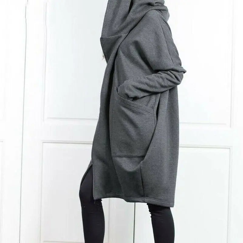 Thick Warm Woman Hoodies Baggy Long Cold Top Loose Plain Hooded Sweatshirt for Women Autumn Winter Harajuku Fashion Casual Cloak