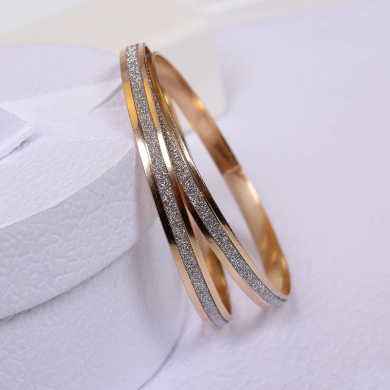 Matte Bangles Fashion Double Ring Bracelet Female Metal Bracelet  New Fashion Korean Jewelry Wholesale - A Single Price
