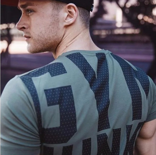 Men's Fashion T Shirt Men Tops Summer Fitness Bodybuilding Clothes Muscle Male Shirts Cotton Slim Fit Tees
