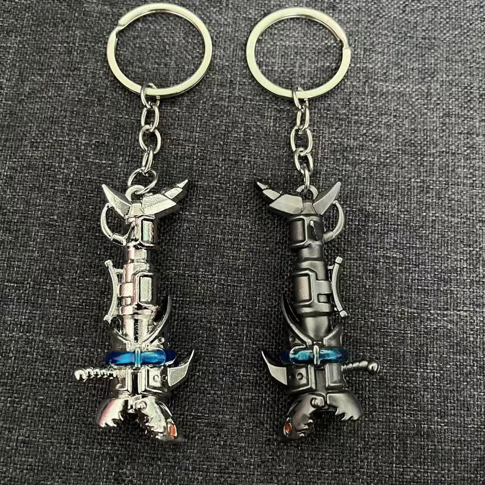 Anime Cannon Keychain Jinx Cannon Keychain Game Lol Runaway Loli Metal Key Chain for Car Key Pendant Necklace Arcane Jewelry