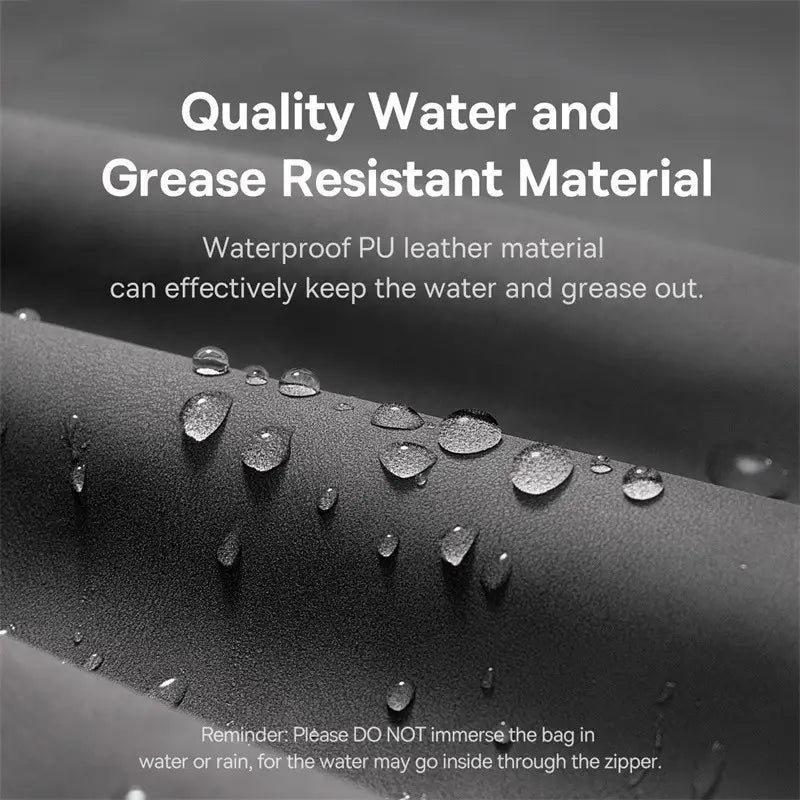 Reiseorganizer-Tasche für elektronische Zubehörteile in Grau aus PU-Leder mit wasserdichter, strukturierter Oberfläche, ausgelegt, Wasser und Fett abzuweisen.