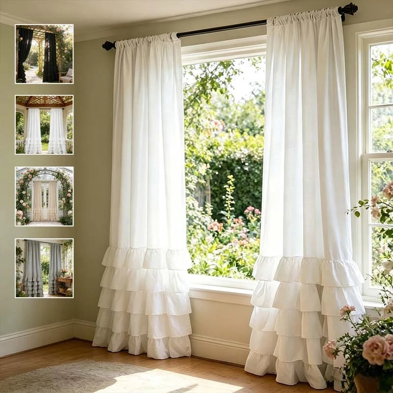 1/2pcs Intricate Pleated Ruffled Curtains, Pure Soft Washable Living Room Decor Drapes,Suitable for Door Curtains,Bedrooms 커튼