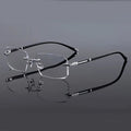 A stylish, unisex, frameless flat-lens sunglasses with transparent lenses, featuring a rectangular design for casual wear.