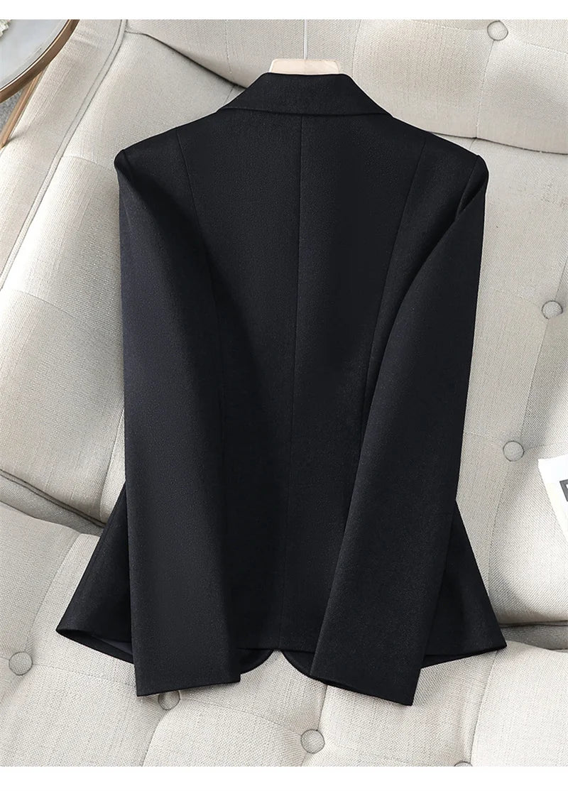 Women Blazer 2025 New Fuchsia Apricot Black Long Sleeve Single Button Suit Ladies Work Wear Jacket Coat Female Outerwear 4XL