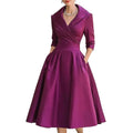 Elegant Women Blazer Dresses Business Office Midi Blazer Dress Women's Lapel V Neck Work Dress A Line Swing Dress Formal