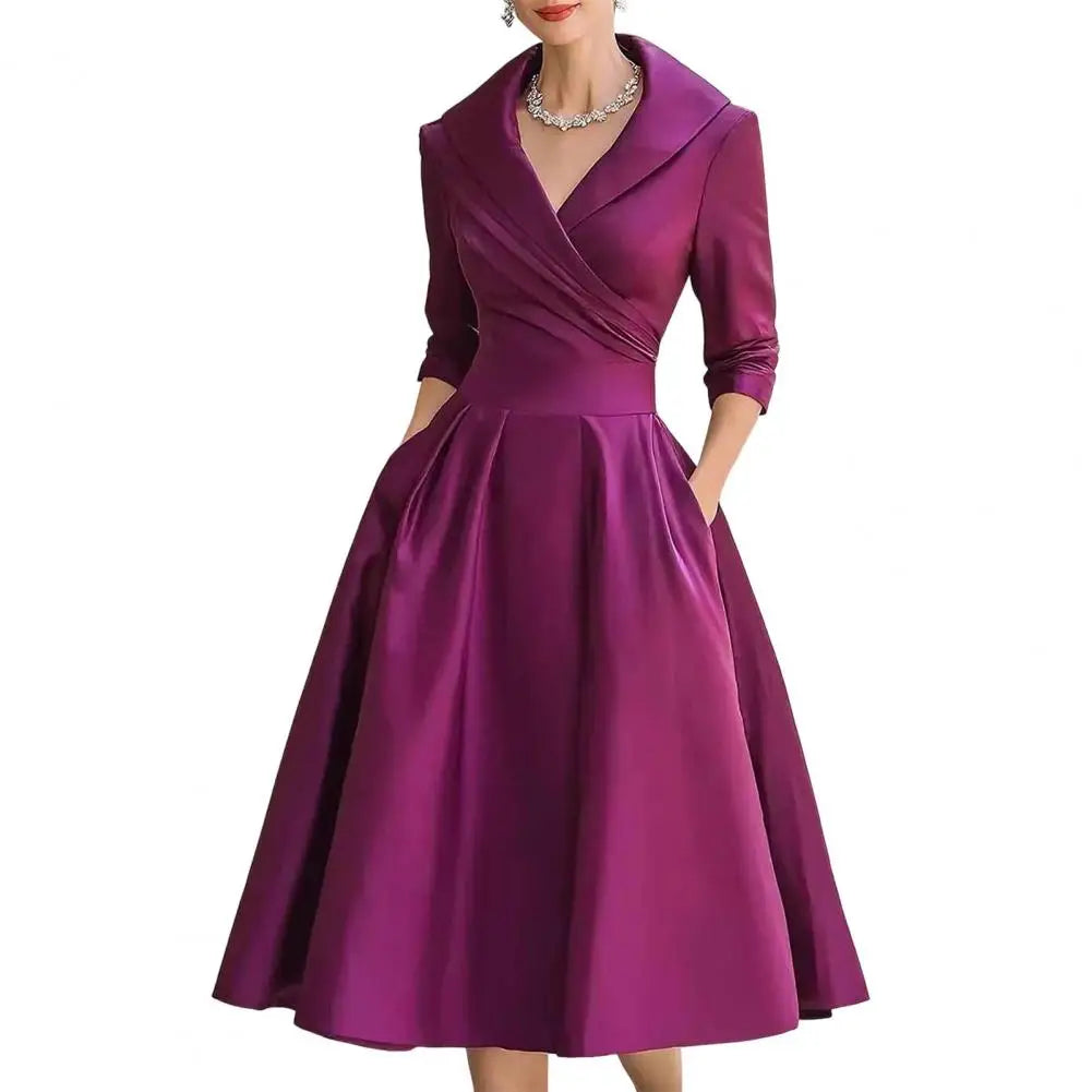 Elegant Women Blazer Dresses Business Office Midi Blazer Dress Women's Lapel V Neck Work Dress A Line Swing Dress Formal