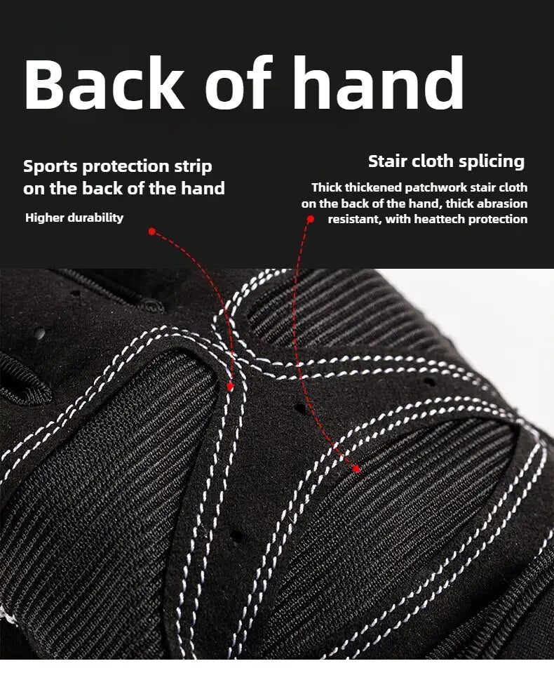weightlifting gloves with wrist wrap showing the back side in black with white stitching and reinforced patches for durability