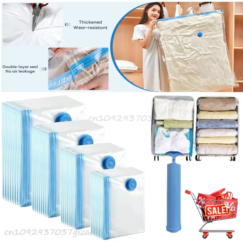 Vacuum Storage Bags, Space Saver Bags Compression for Comforters and Blankets, Sealer Clothes Travel Packing Organizer