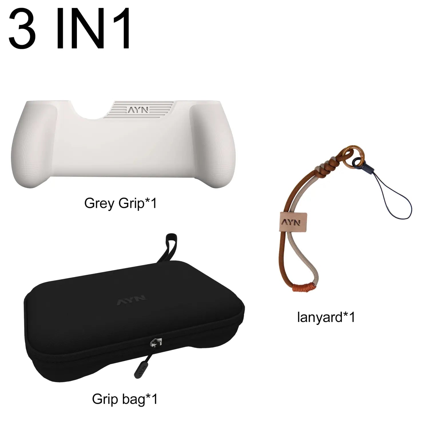 White silicone grey grip with textured surface and embossed ayn logo from the ayn thor 4-in-1 accessories combo kit.