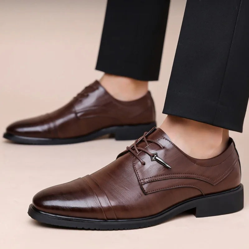 Men Leather Shoes British Style Business Dress Shoe Classic Laced Oxford Shoes Luxury Wedding Shoes for Men Casual Leather Shoe