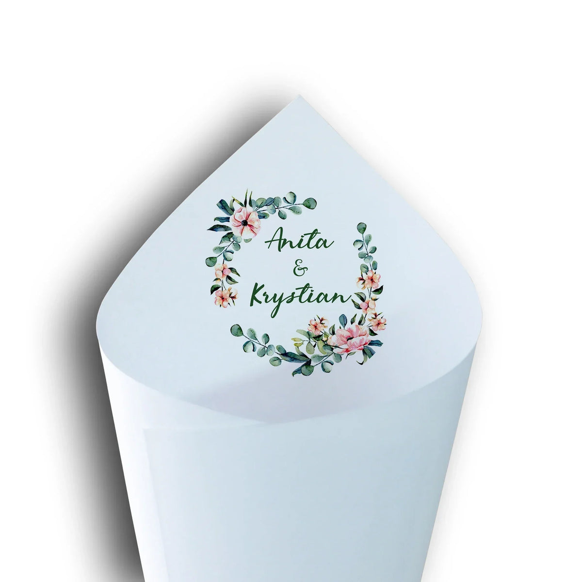 30Pcs Custom Wedding Cones Name Christmas Wedding Thanksgiving Floral Confetti Toss Cones Birthday Baptism Party Favors