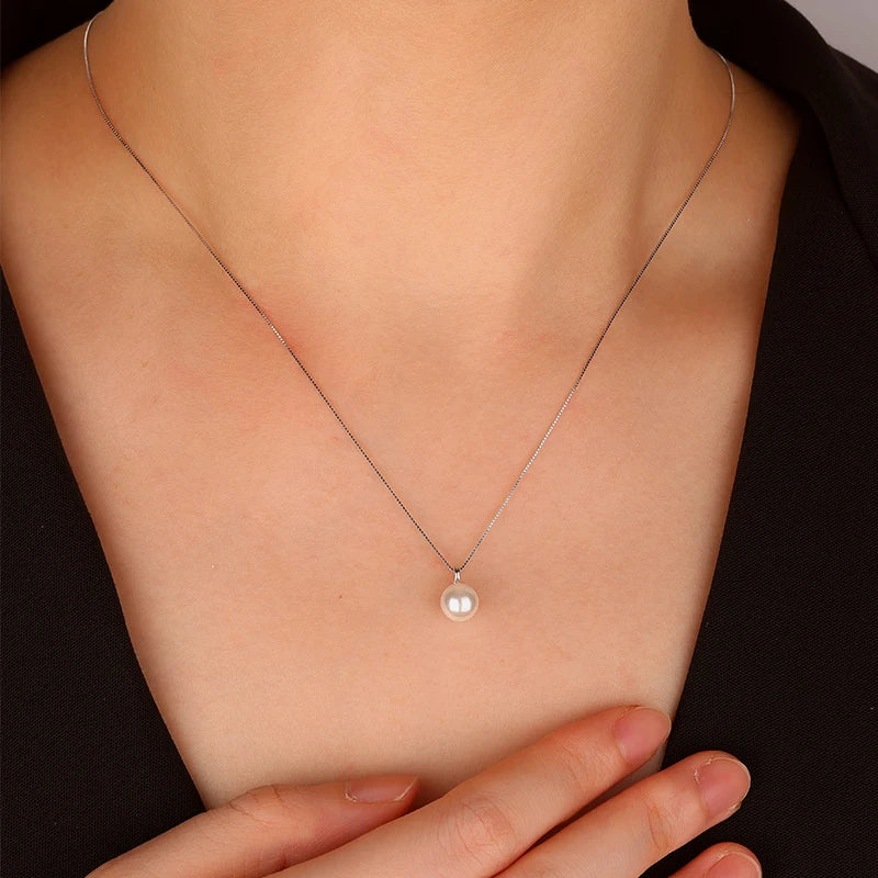 Simple, Fashionable and Versatile Authentic S925 Silver Pearl Pendant Women's Necklace