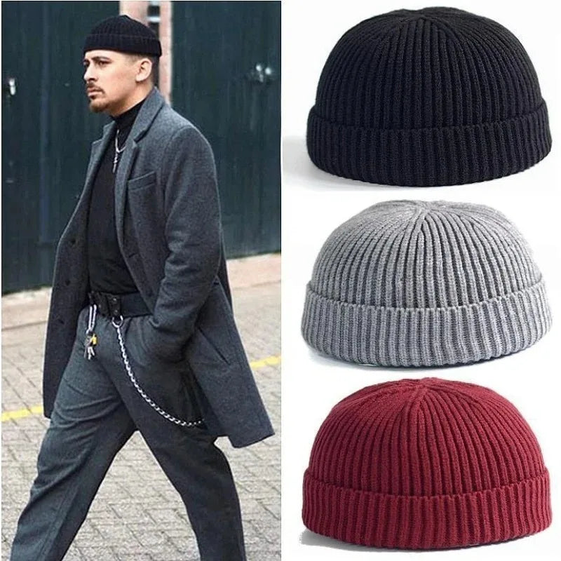 Knitted Hat for Men & Women Caps Wool Fashion Simple Warm Trend Beanies Solid Autumn Winter Beanie Cap Trendy Style