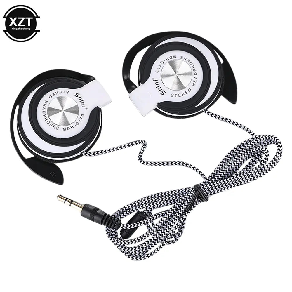 Black and silver shiny MDR-Q170 wired headphones hifi with over-ear design, hifi heavy bass, and a black-and-white braided cable.