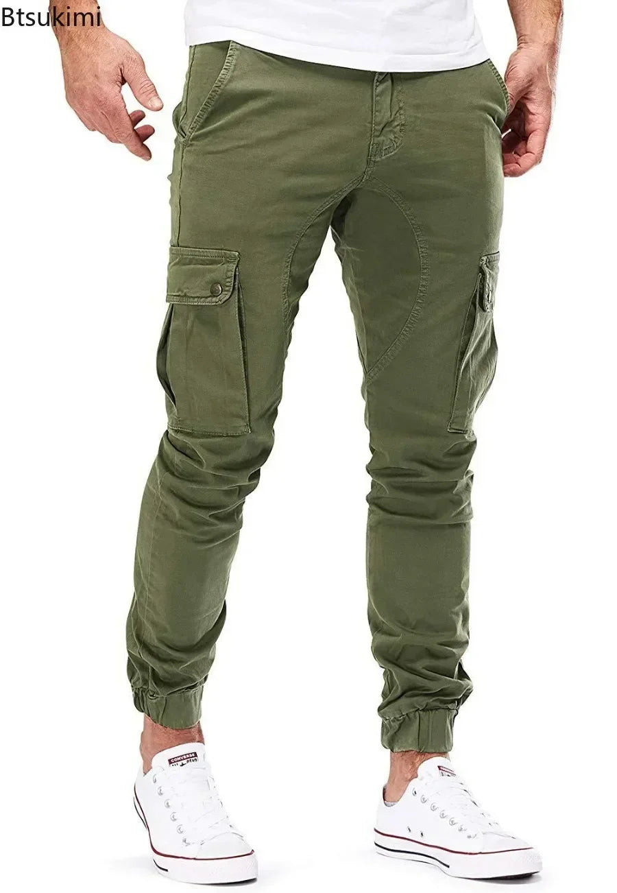 2026 Men's Streetwear Cargo Pants Fashion Sweatpants Joggers Men Casual Pants Solid Color Cotton Trousers Mens Brand Track Pants