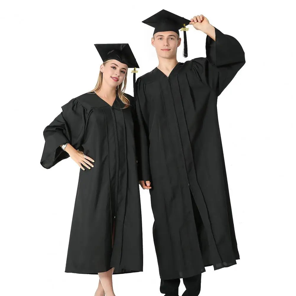Graduation Outfit Arts Student Graduation Robe with V Neck Hat Bachelor Uniform for Doctor Graduation Party Knee Length Long