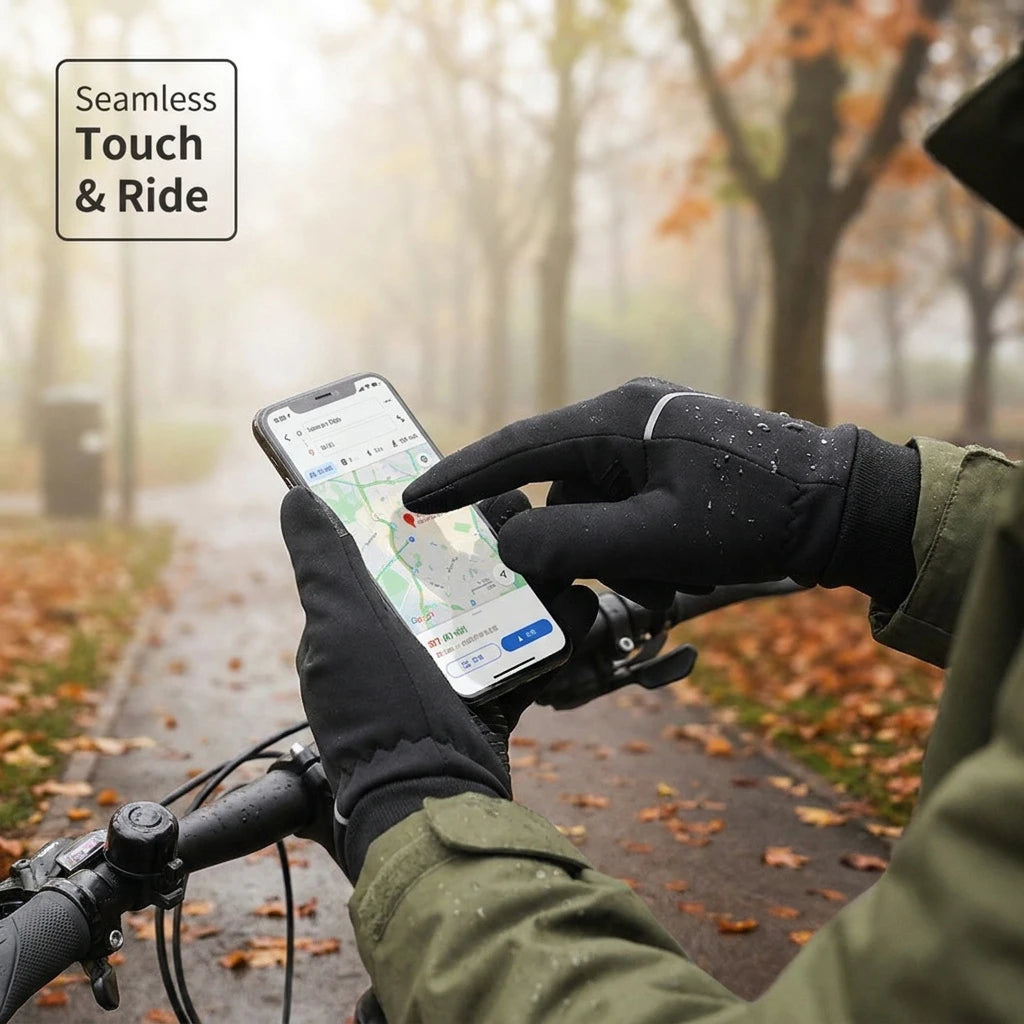 Outdoor Warm Gloves for Men, Windproof Water Resistant Touch Screen Gloves Non‑Slip Palm Fleece Lined for Cycling Running Daily