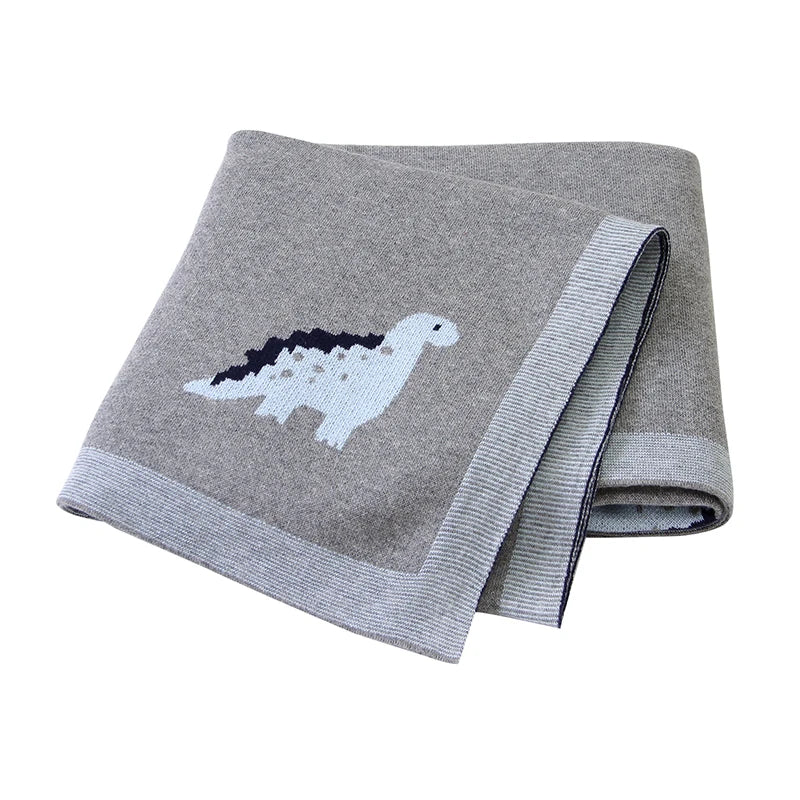 Cotton Baby Blanket Knit Newborn Boy Girl Bedding Crib Quilt Cute Cartoon Dinosaurs Infant Stroller Swaddle Supersoft SleepSack