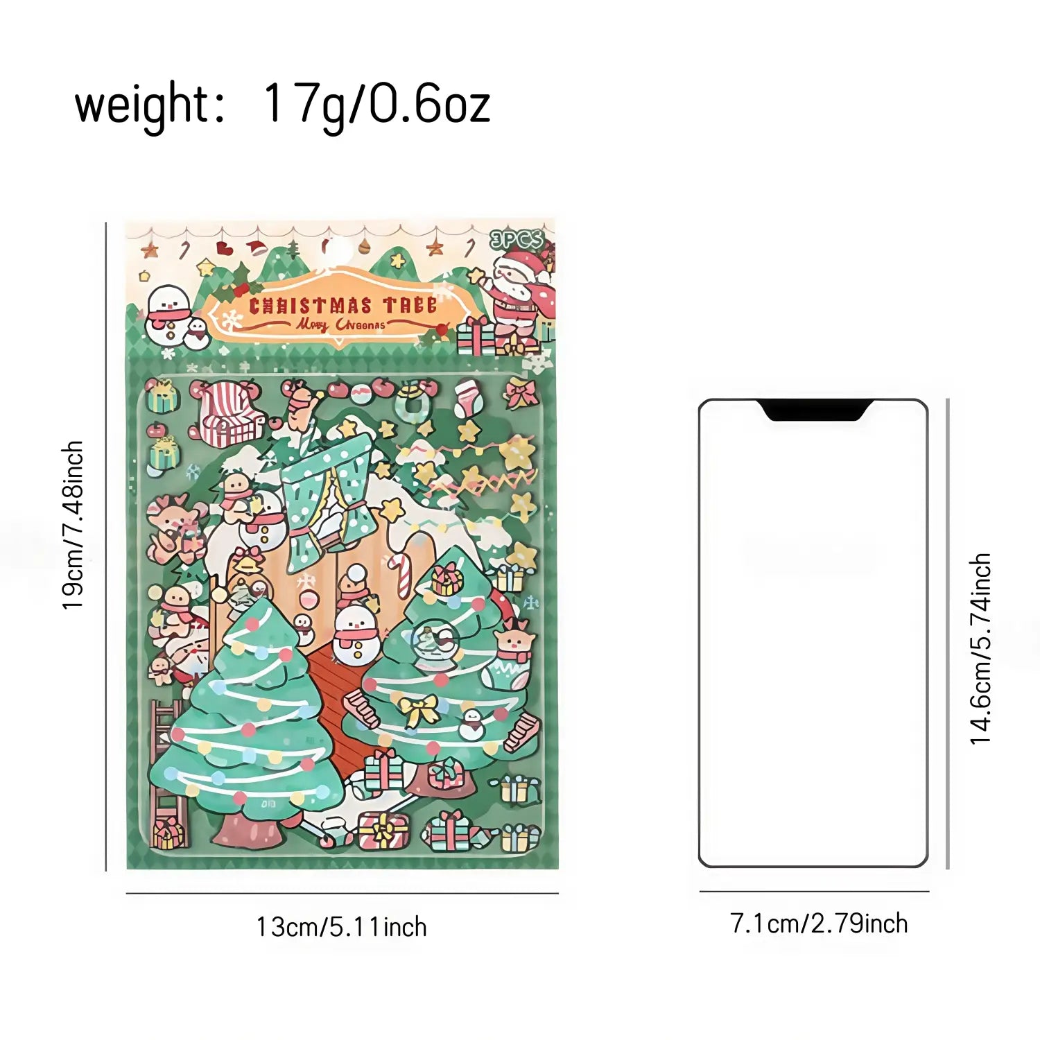 Ein festliches grünes Weihnachts-Kinderfilm-Sticker-Set mit Schneemännern, dem Weihnachtsmann und eingepackten Geschenken für Dekoaufkleber für das Weihnachtsjournal.