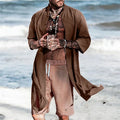 Men's Fashion Vintage Trench Coat Cotton Long Sleeve Stand Collar Hip Hop Jacket Men Cloak Solid Outerwear Punk Style Streetwear