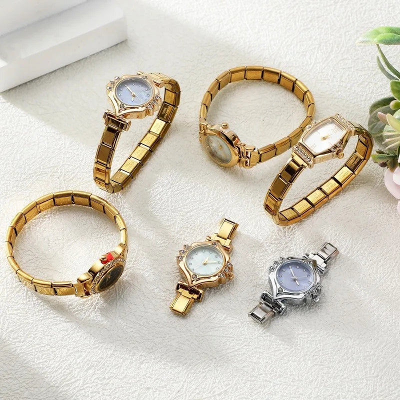 2025 Women Watches Small Round Watch Golden Luxury Wristwatches Ladies Fashion Gold Bracelet Watch Female Elegant Clock Women