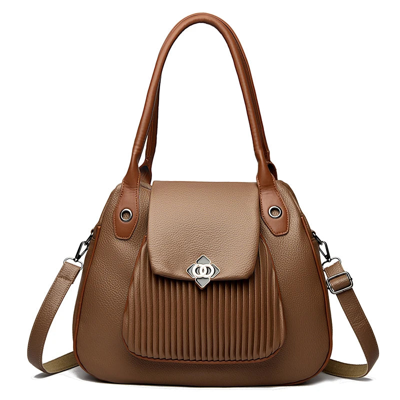 Genuine Brand Top Quality Leather Bags for Women Designer Top-Handle Bags Ladies Casual Tote Shoulder Crossbody Bag 2 Layers