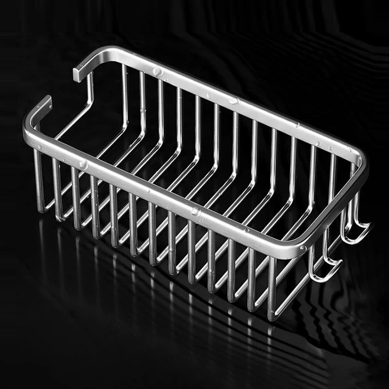 Aluminum Bathroom Shelf - Adjustable Shower Storage Organizer with Rustproof Shampoo Holder & Bath Basket Accessories