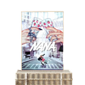 A framed classic anime nana poster with two hands clinking strawberry-patterned glasses above a cityscape