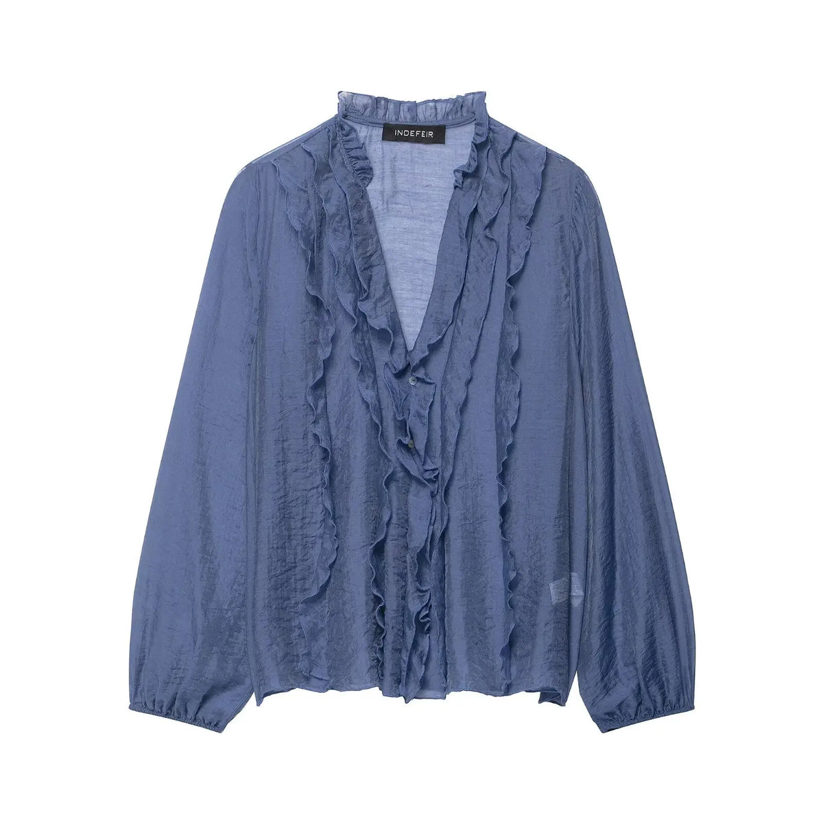 Willshela Women Fashion Ruffled Pleated Single Breasted Blouse Vintage V-Neck Long Sleeves Female Chic Lady Shirts