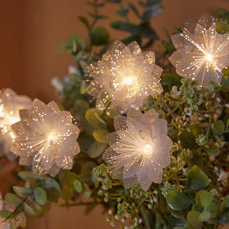 LED Fiber Optic Flower String Lights Wedding Party Indoor and Outdoor Garden Courtyard Christmas Luminous Decoration Supplies
