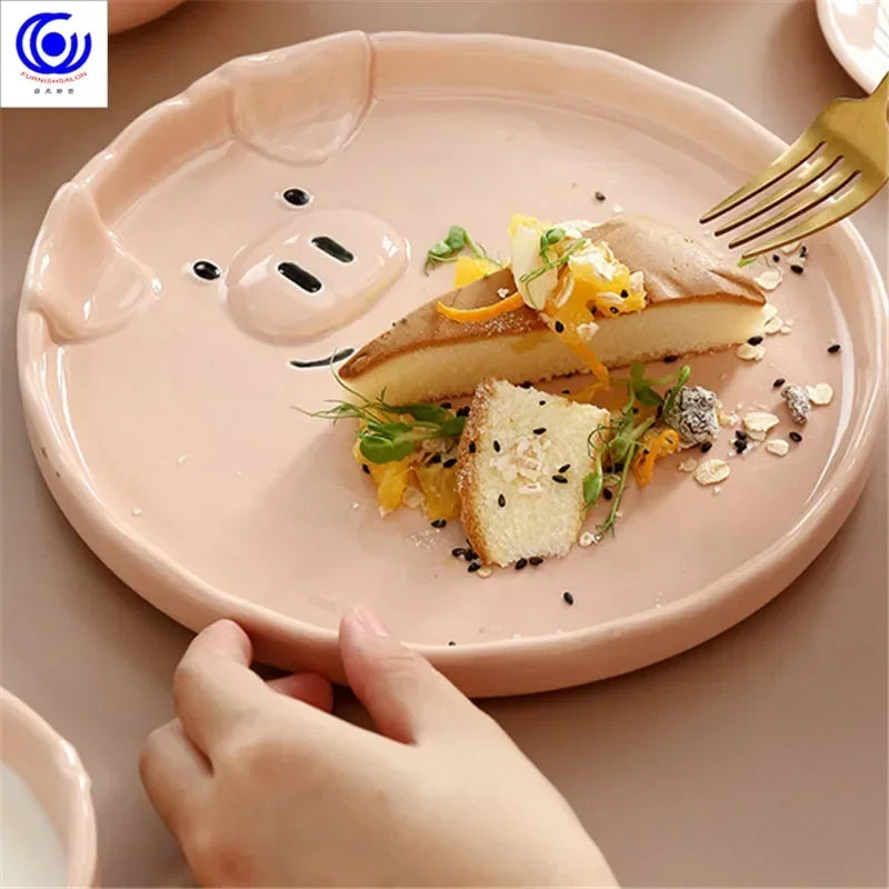 Cute Dish Set Ceramic Japanese Cartoon Tableware Household Creative Personality