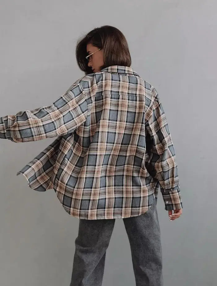 Spring Design Patterned Blazer for Women - New Style Loose-Fitting Casual Shirt with Concealing Bodice and Mid-Length Design