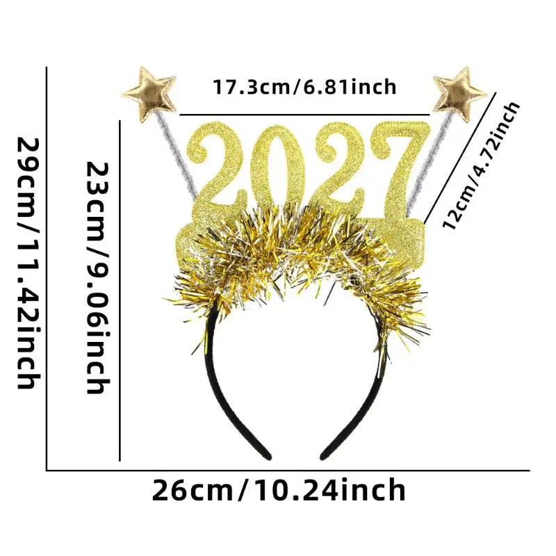 Holiday Christmas New Year Headbands Sparkling Glitter Tinsel Star Decor Soft Hair Hoop for Kids Adults Family Party Photo Shoo