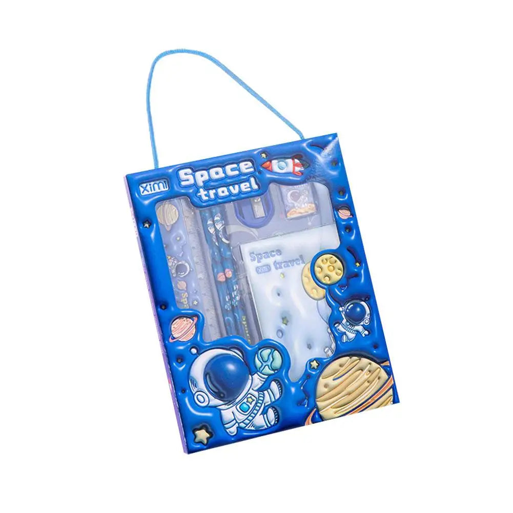 1 Set Cartoon Stationery Set Including Pencil Notebook Ruler Eraser Pencil Sharpener Student School Supplies Stationery Gifts
