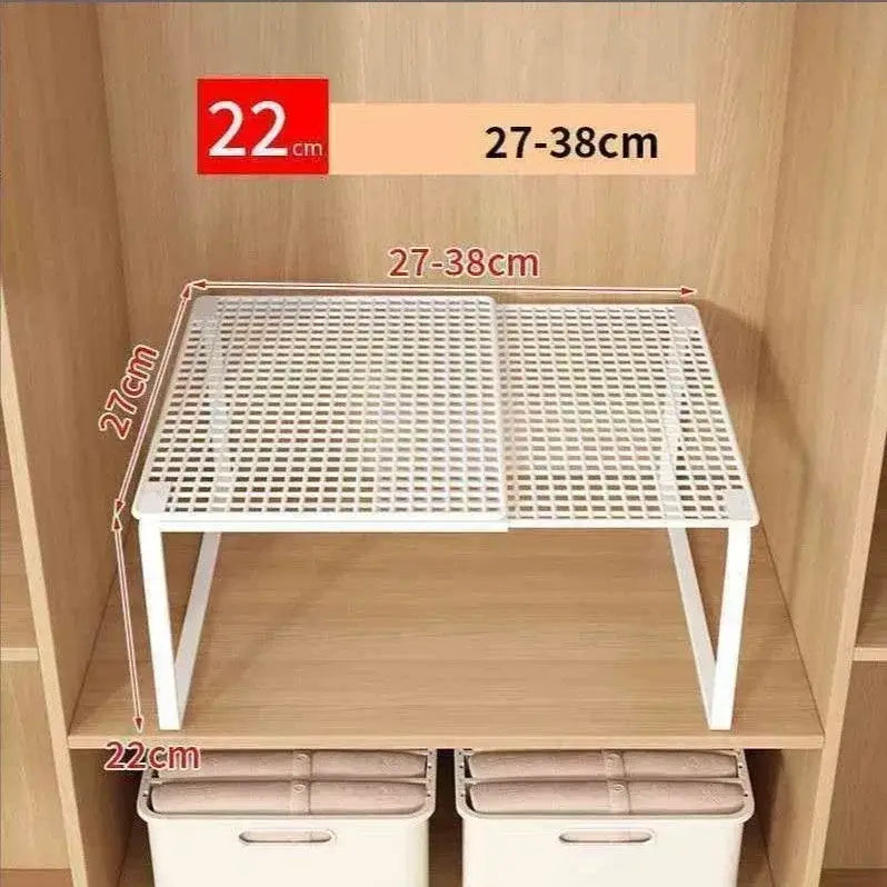 étagère de rangement en plastique blanc pour placard, avec motif en grille et conception pliable, à utiliser comme organiseur de placard extensible