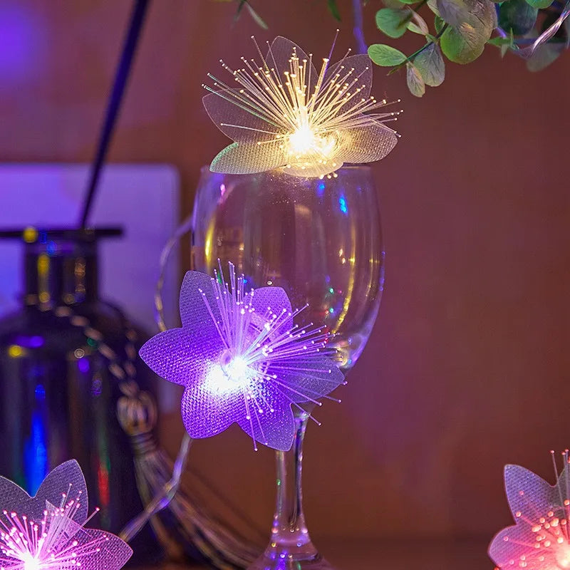 LED Fiber Optic Flower String Lights Wedding Party Indoor and Outdoor Garden Courtyard Christmas Luminous Decoration Supplies