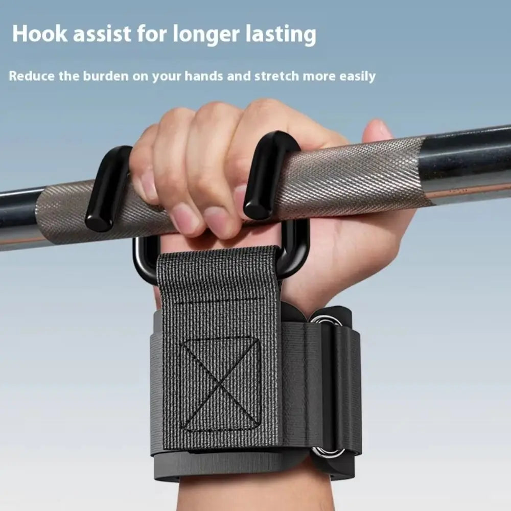 2Pcs Adjustable Grips Weight Lifting Hooks Strength Workout Black Wrist Weightlifting Straps Fitness Accessories