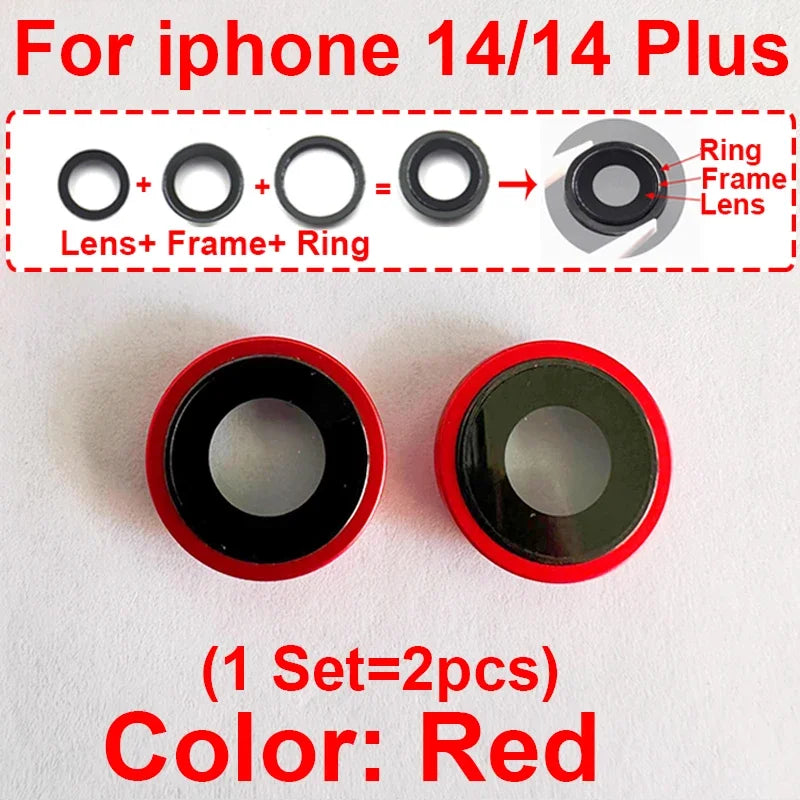 Rear Back Camera Lens For iPhone 14 Plus 14 Pro 14 Pro Max Rear Camera Glass Lens Cover With Frame Bracket Metal Ring Bezel