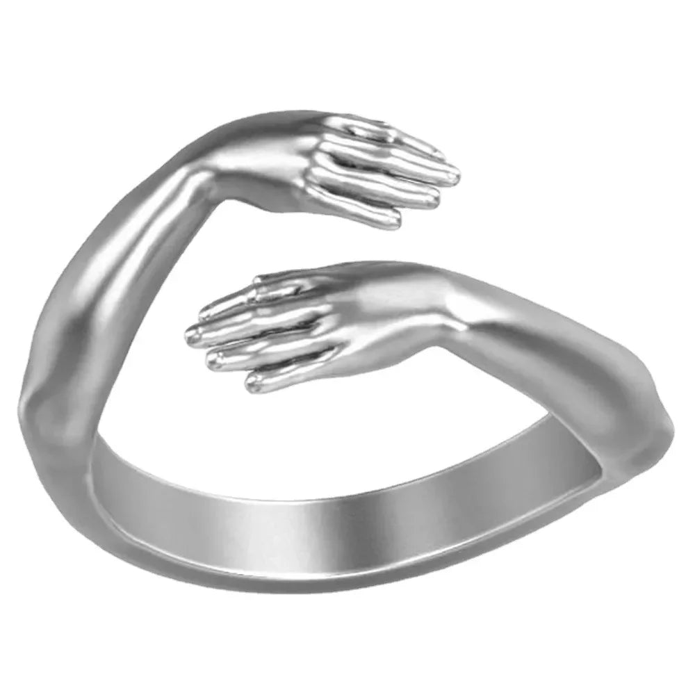 Rings Trend Jewelry Hands Hug Punk Personality Open Dropshipping Rings for Women Men