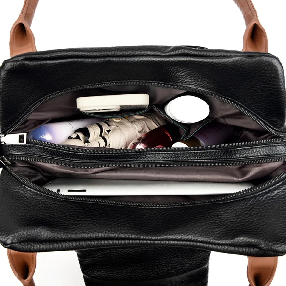 Genuine Brand Top Quality Leather Bags for Women Designer Top-Handle Bags Ladies Casual Tote Shoulder Crossbody Bag 2 Layers