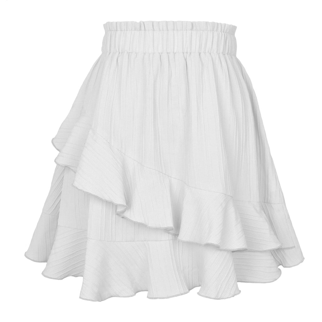 New Women Skirts Fashion Women Ruffle Skirt High Waist Irregular Solid Color Short Skirt Women Fashionable Solid Color Skirts