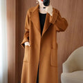 2024 Women's Wear 100% Wool Coat Autumn/Winter Fashion Temperament Double sided Cashmere Coats with Belt Elegant Long Overcoat
