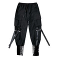 Men's Cargo Pants Casual Hip Hop Hit Color Multiple Pockets Trousers Streetwear Ribbons Techwear Sweatpants Boys
